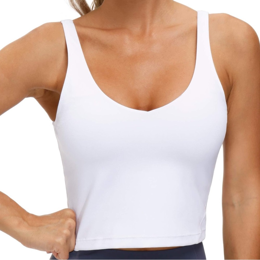 THE GYM PEOPLE Longline Sports Bra in White | Size Small